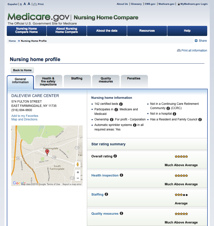 cms nursing home compare link